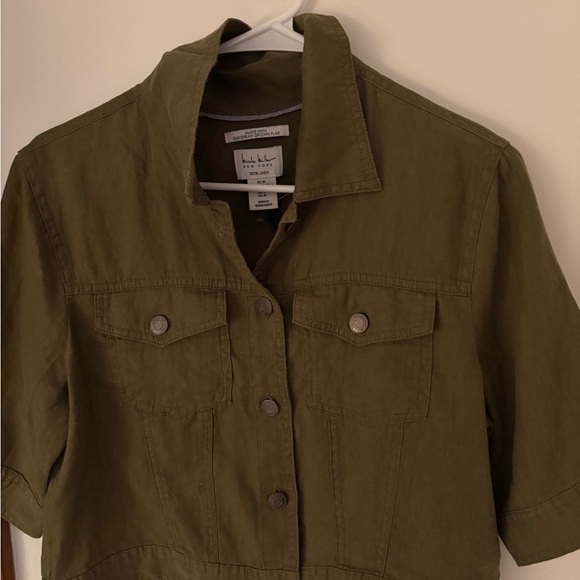 Nicole Miller Linen Khaki Utility Jacket/Top - Picture 5 of 5